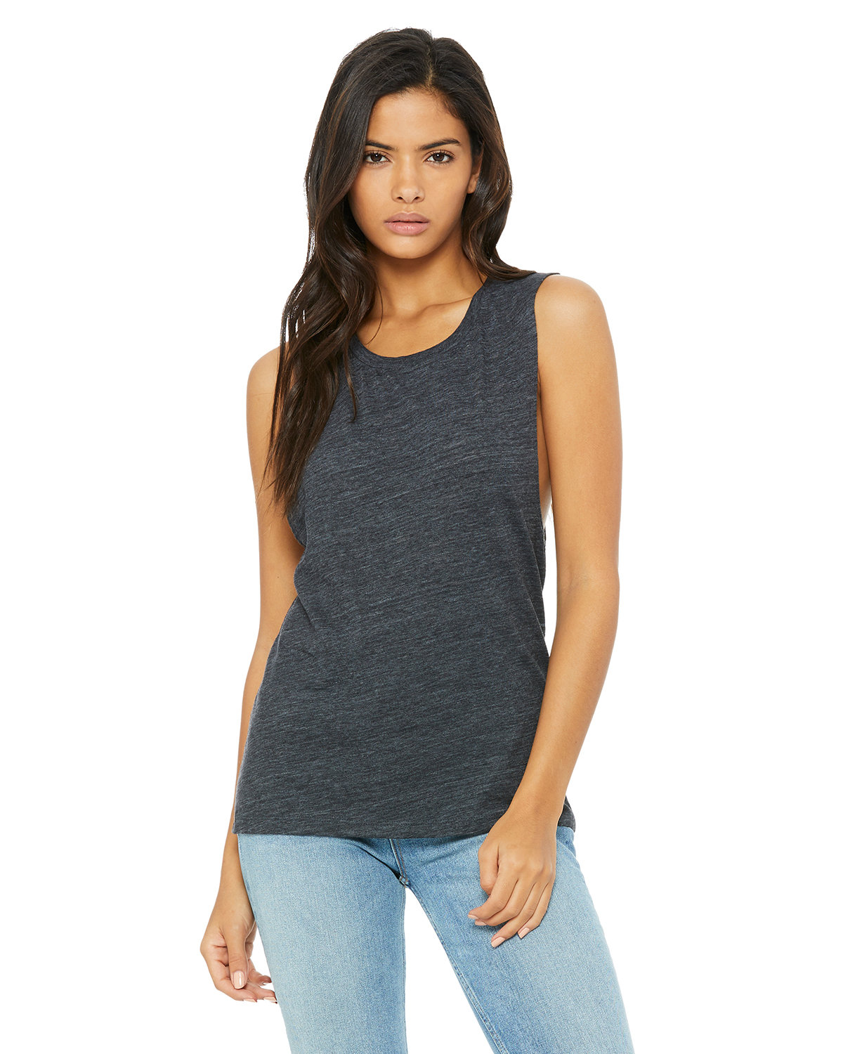Plain Cotton Tank Tops BELLA + CANVAS 8803 Women's Flowy Scoop Muscle Tank - Heather Deep Tea - HIT A Double Bulk Custom Tank Tops